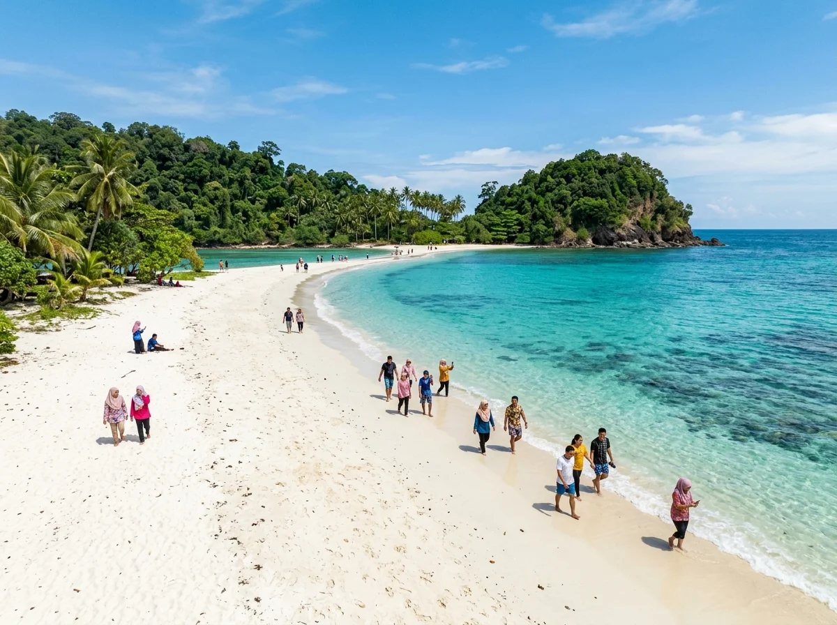Pasir putih dan air jernih Pantai Kelambu