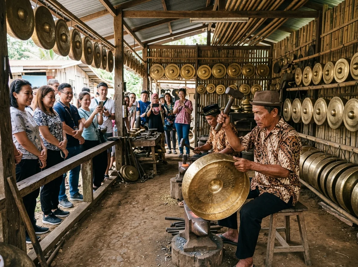 Tukang Rungus menempa gong di Kampung Sumangkap
