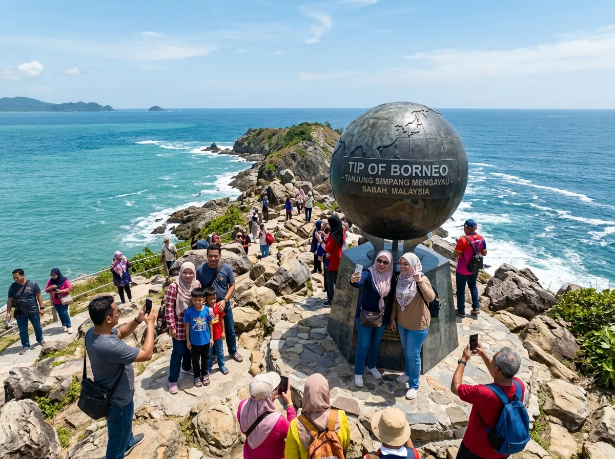 Tugu glob di Tanjung Simpang Mengayau, Tip of Borneo