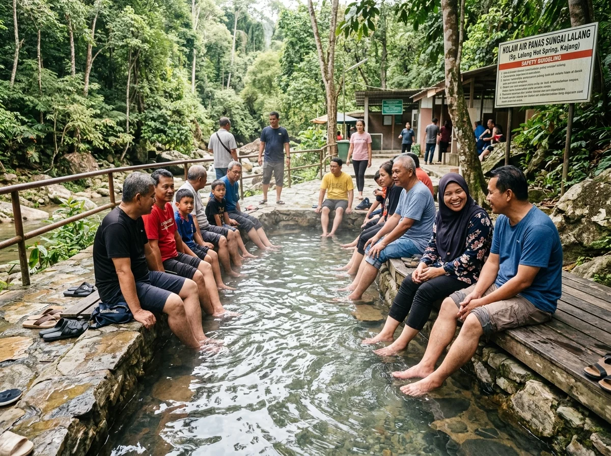 Kolam air panas Sungai Lalang untuk rendam kaki