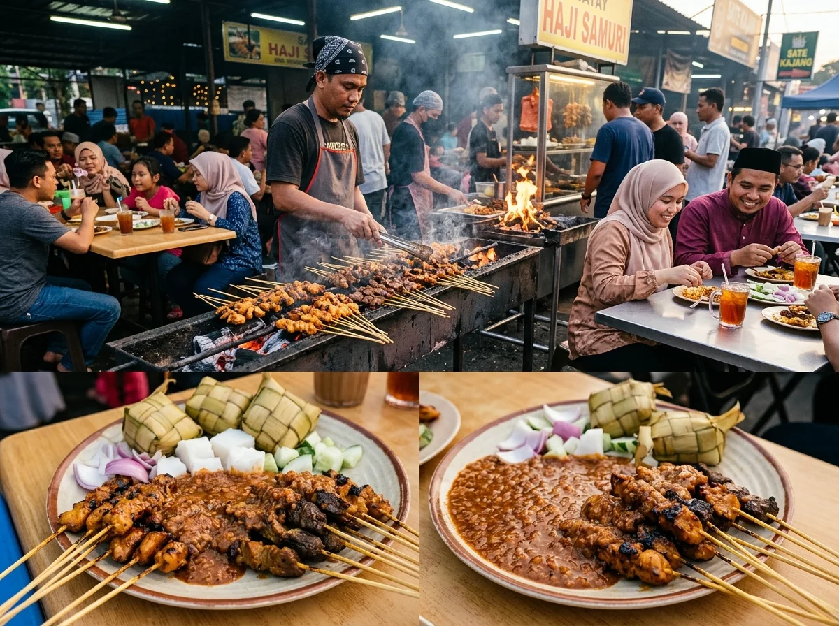 Sate Kajang terkenal dibakar atas bara arang