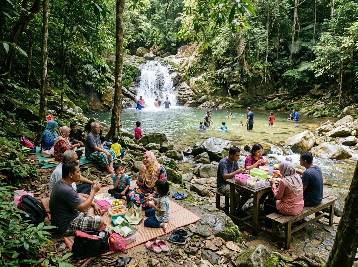 Air terjun dan sungai jernih di Sungai Tekala