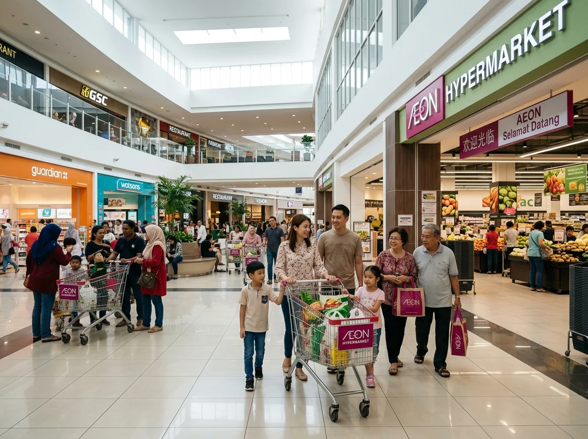 Hipermarket dan beli-belah keluarga di AEON Mall Kulaijaya