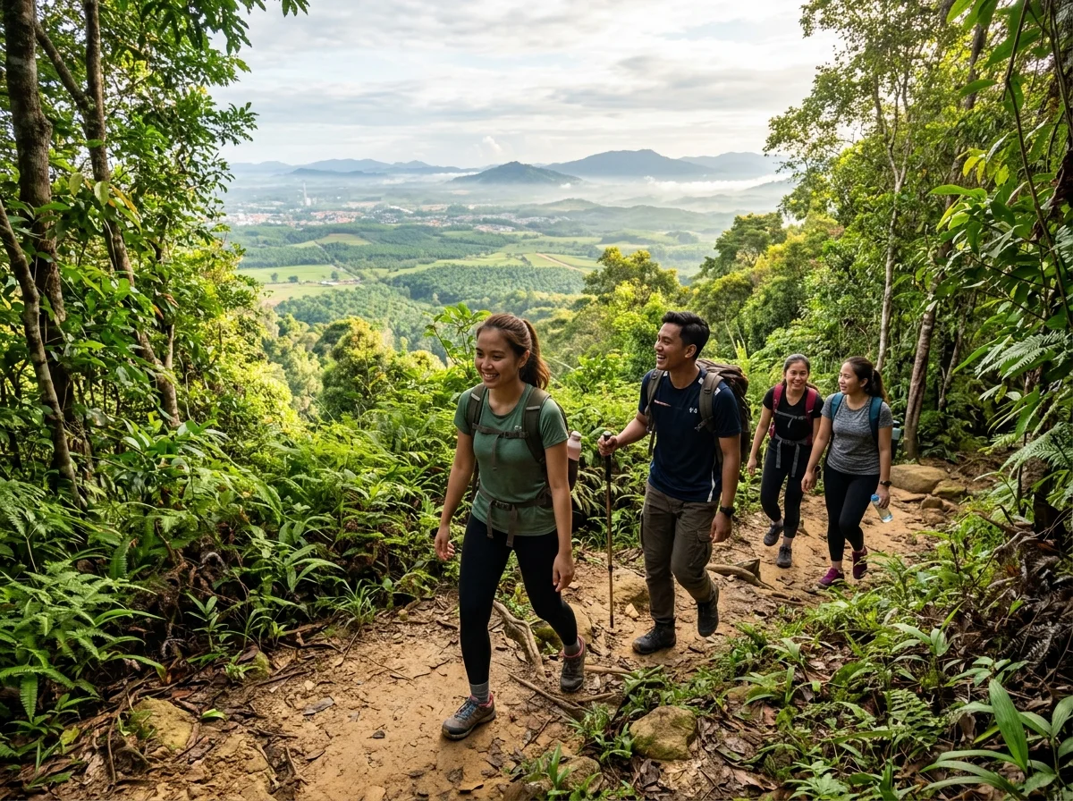 Pendakian denai hijau di Gunung Lambak Kluang