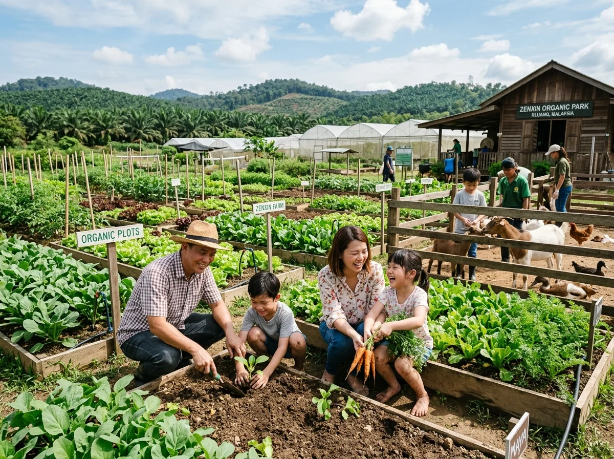 Aktiviti ladang organik di Zenxin Organic Park