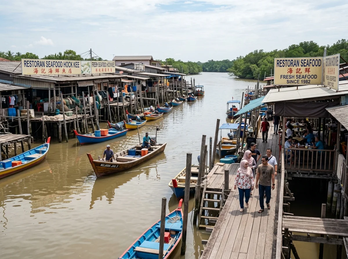 Perkampungan nelayan dan makanan laut Pasir Penambang