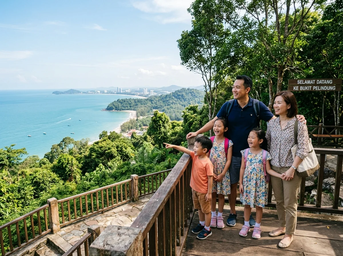 Taman Teruntum dan Bukit Pelindung dengan pemandangan laut Kuantan