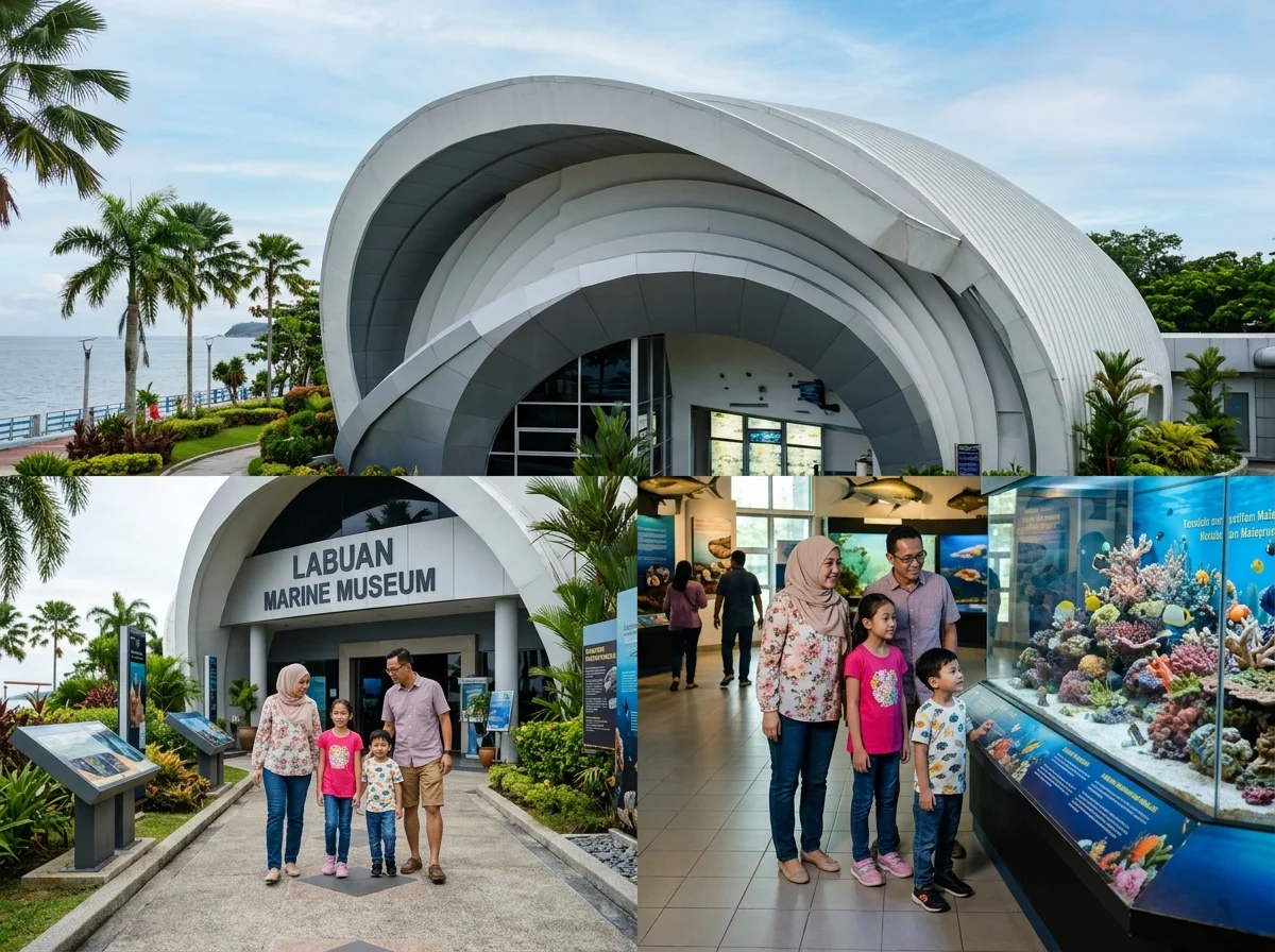 Muzium Marin Labuan berbentuk kerang untuk keluarga