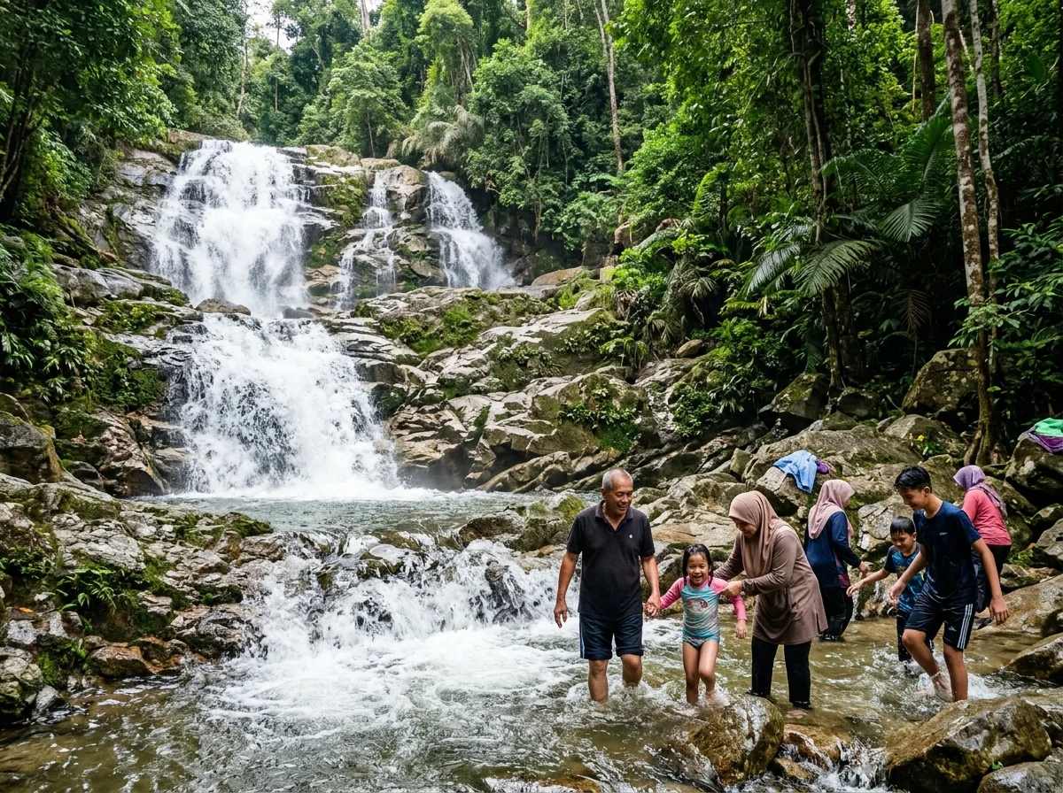 Air Terjun Durian Perangin bertingkat di tengah hutan Langkawi
