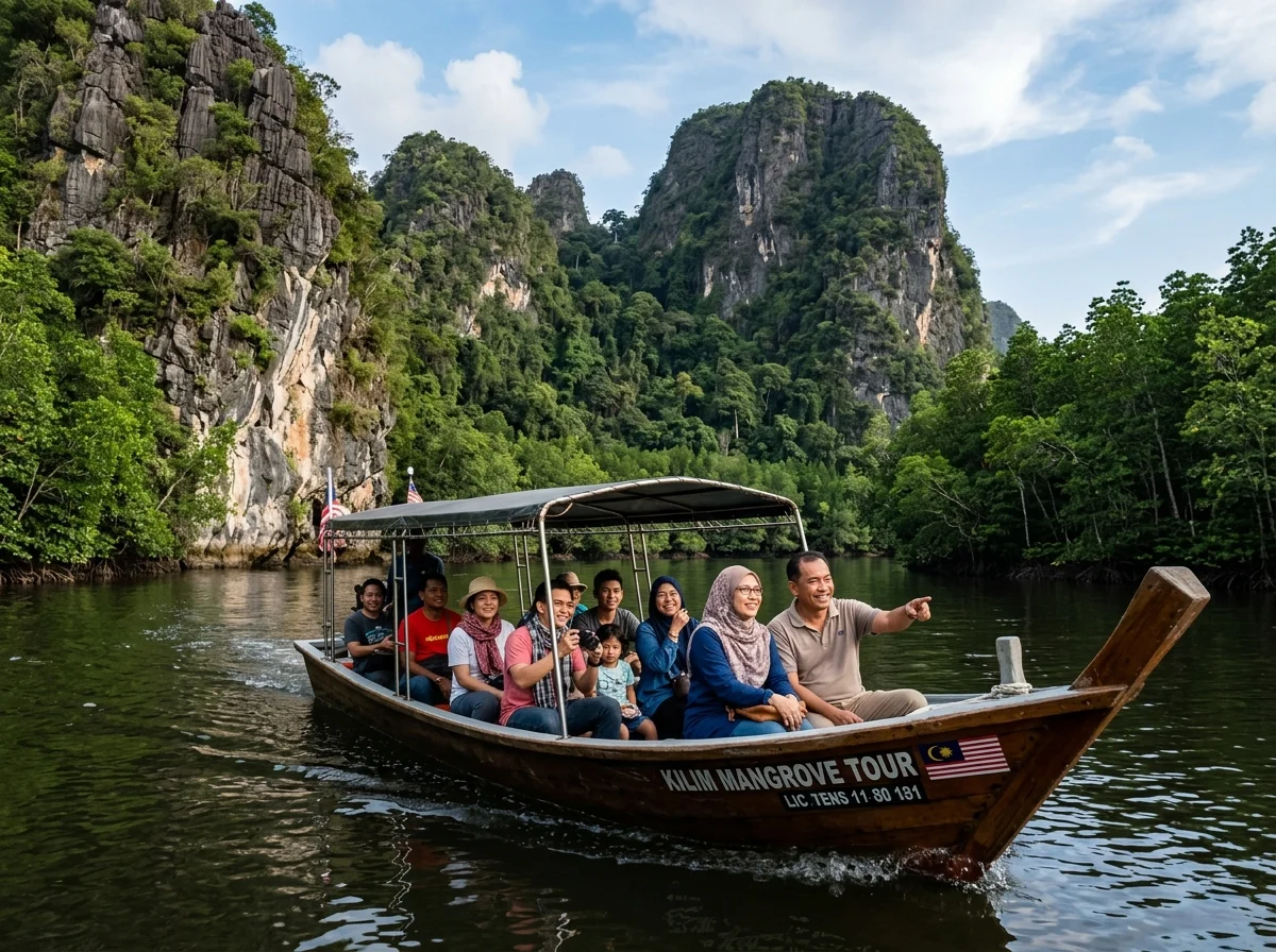 Bot menyusuri hutan bakau Kilim Karst Geoforest Park Langkawi