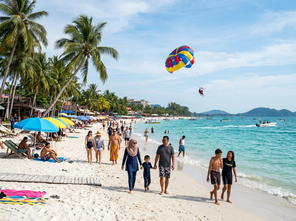 Bersantai di Pantai Cenang pada hari pertama di Langkawi