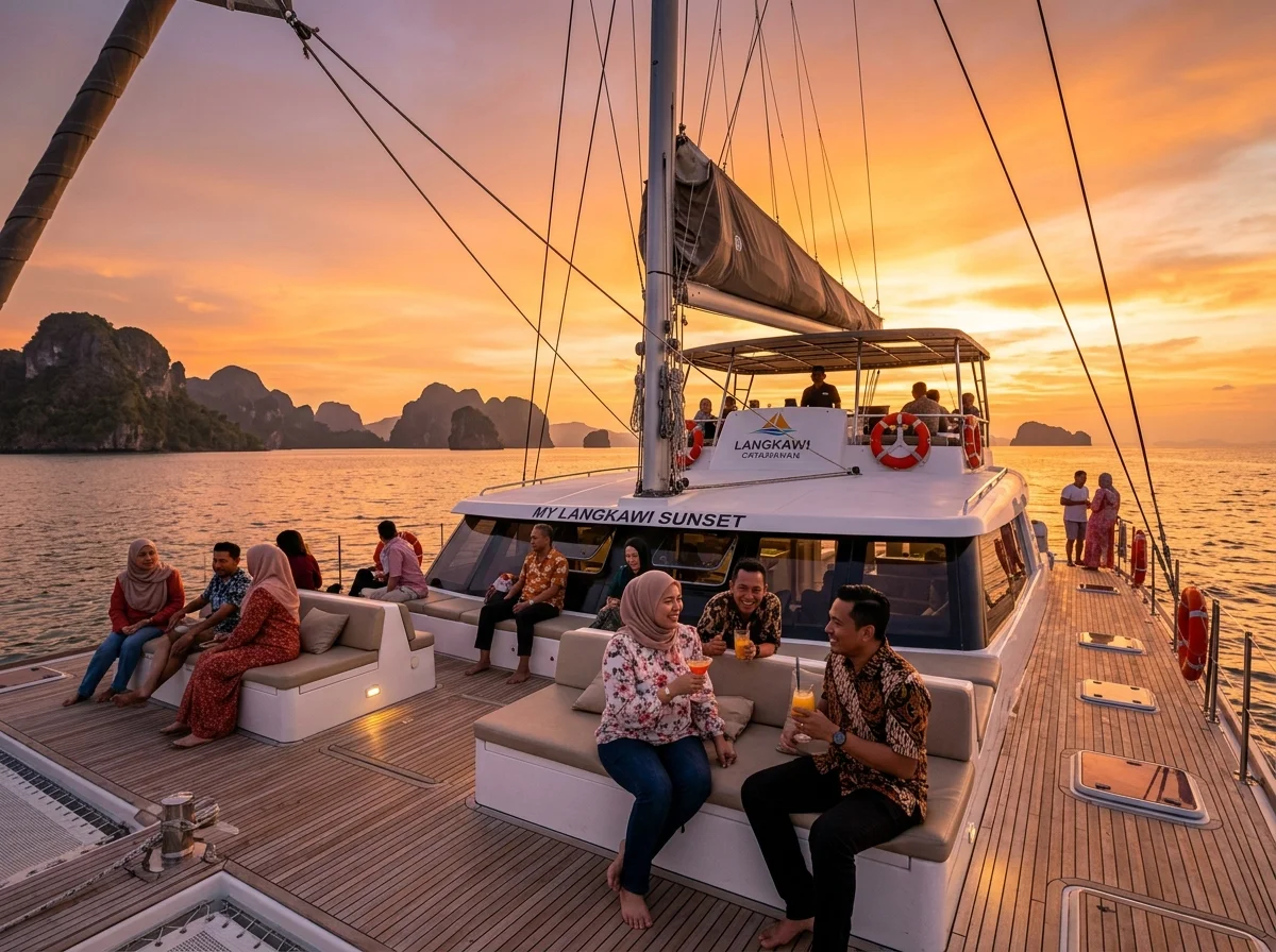 Sunset cruise di Laut Andaman Langkawi ketika senja