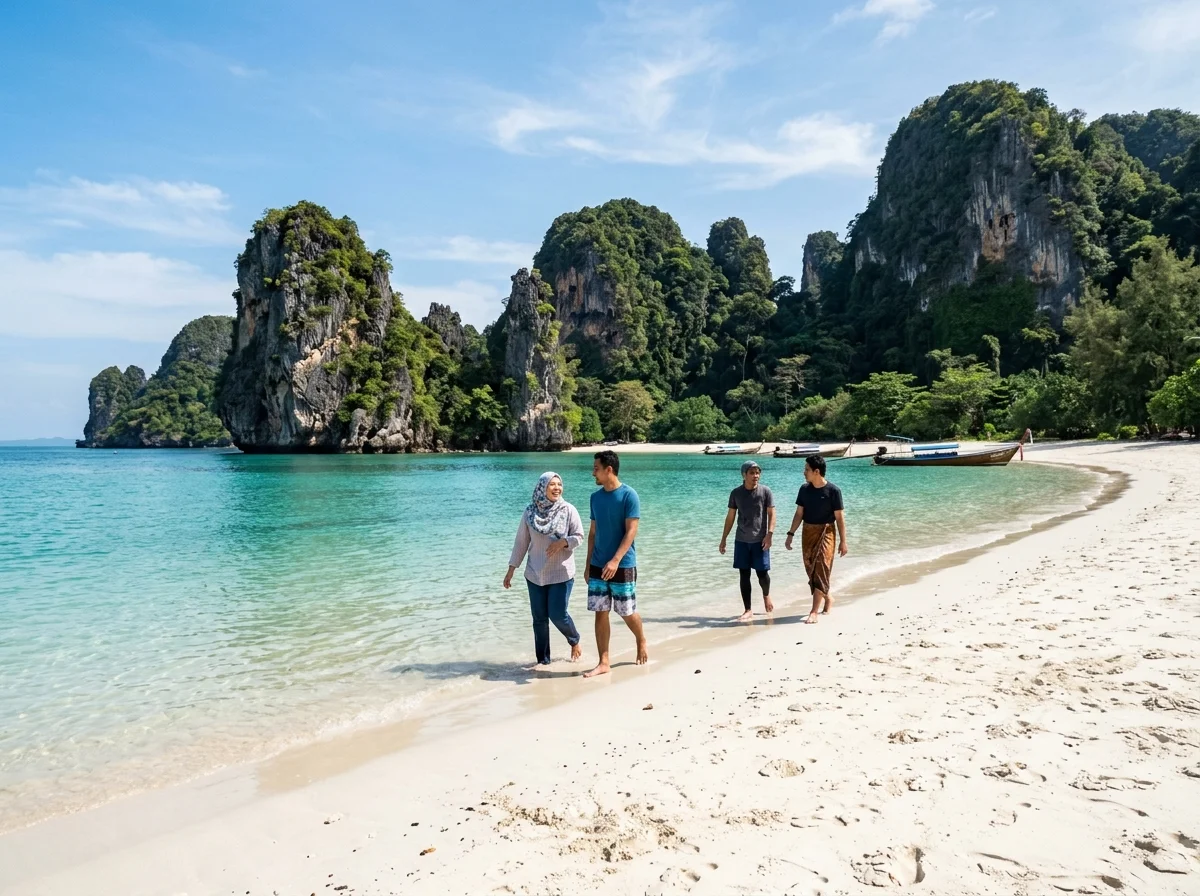Pantai Tanjung Rhu Langkawi dengan batu kapur dan air turquoise