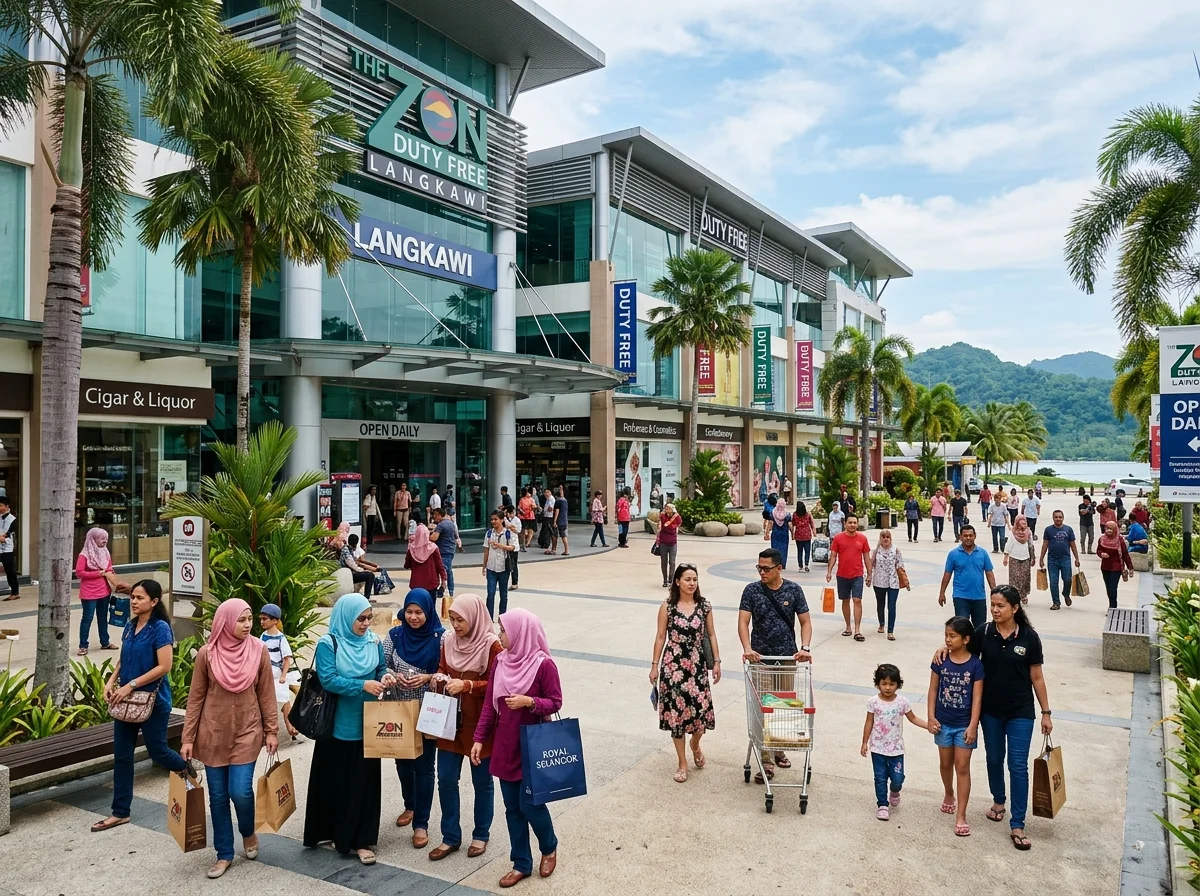 Pusat membeli-belah bebas cukai berhampiran Pantai Cenang Langkawi