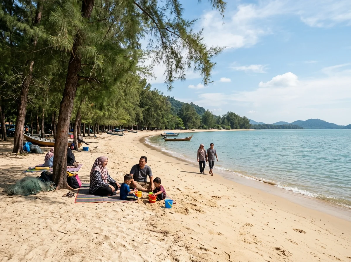 Pantai Teluk Senangin yang tenang berhampiran Lumut