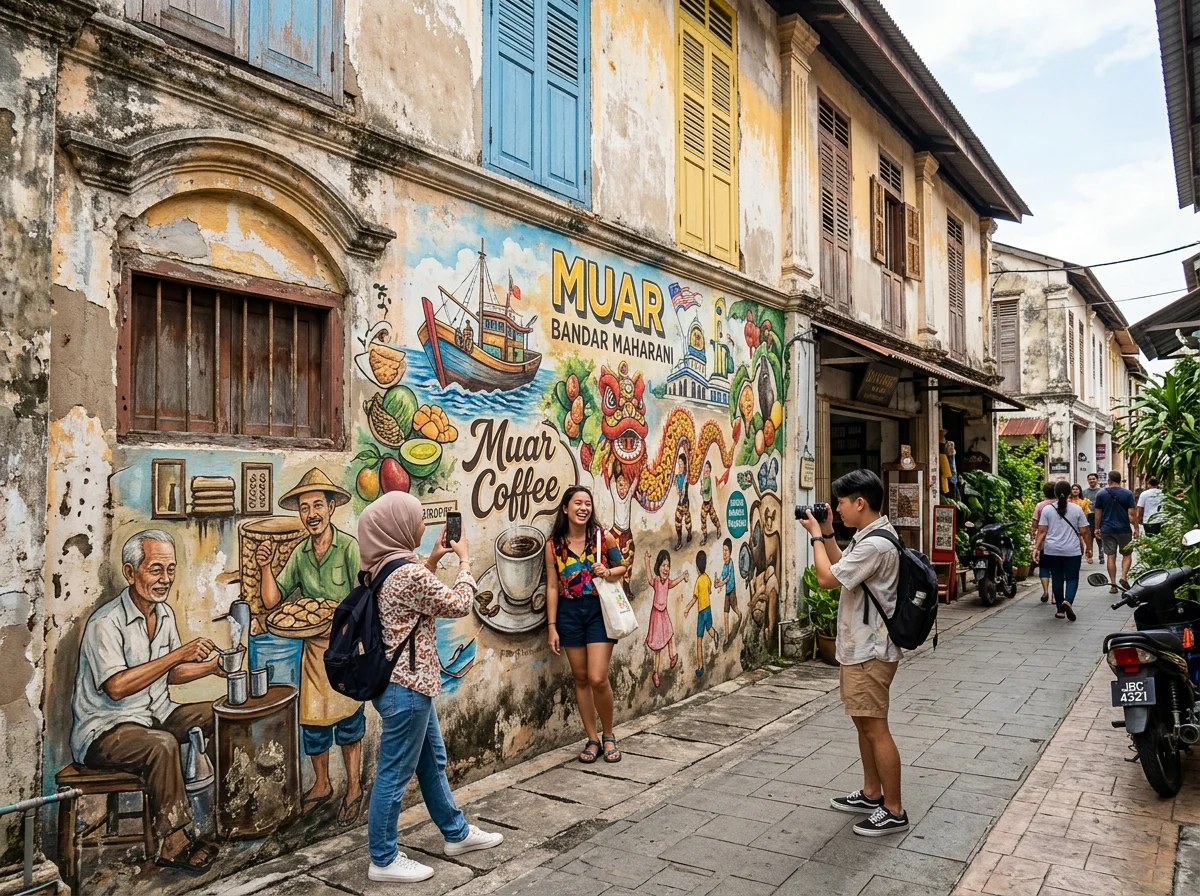 Mural seni jalanan di pekan lama Muar