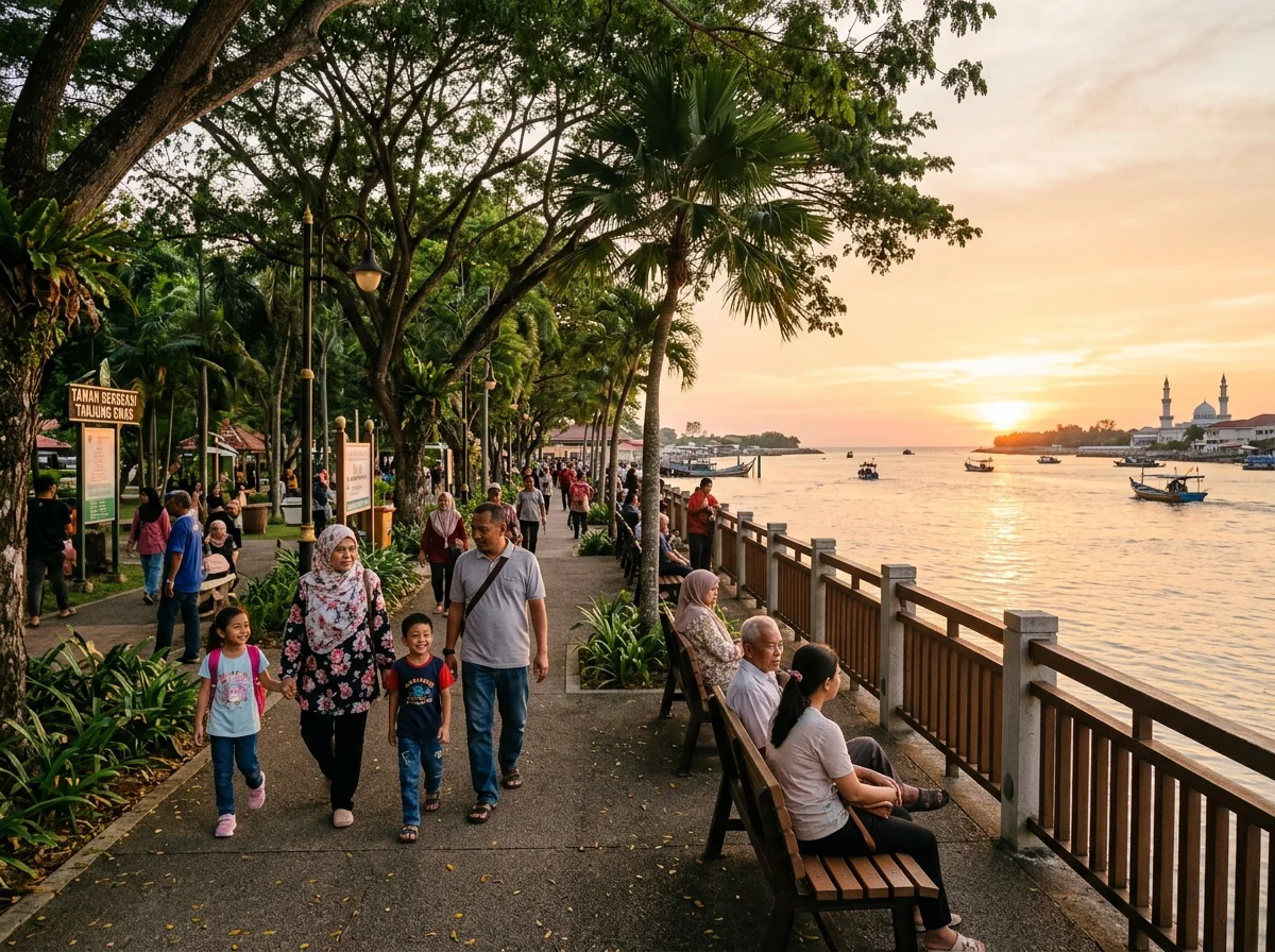 Taman Rekreasi Tanjung Emas di tepi Sungai Muar