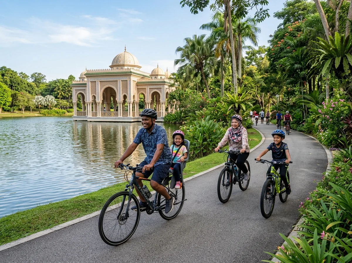 Taman Botani Putrajaya yang hijau dengan astaka Maghribi