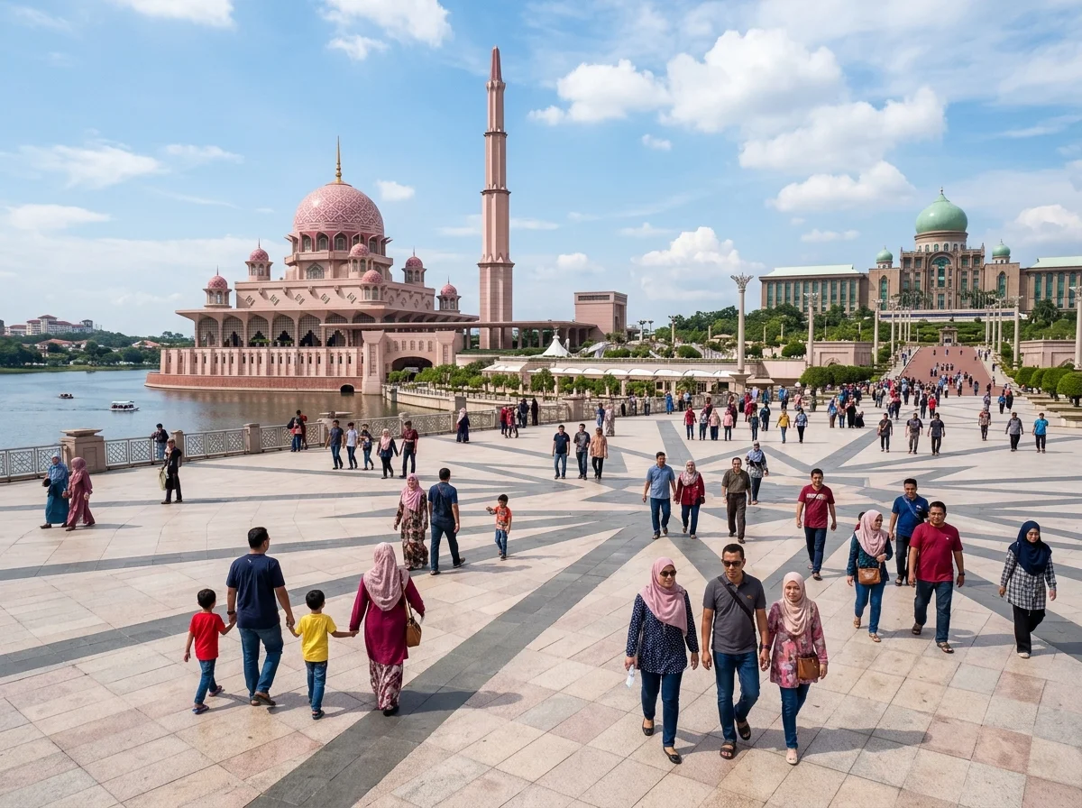 Dataran Putra berbentuk bintang di hadapan Masjid Putra Putrajaya
