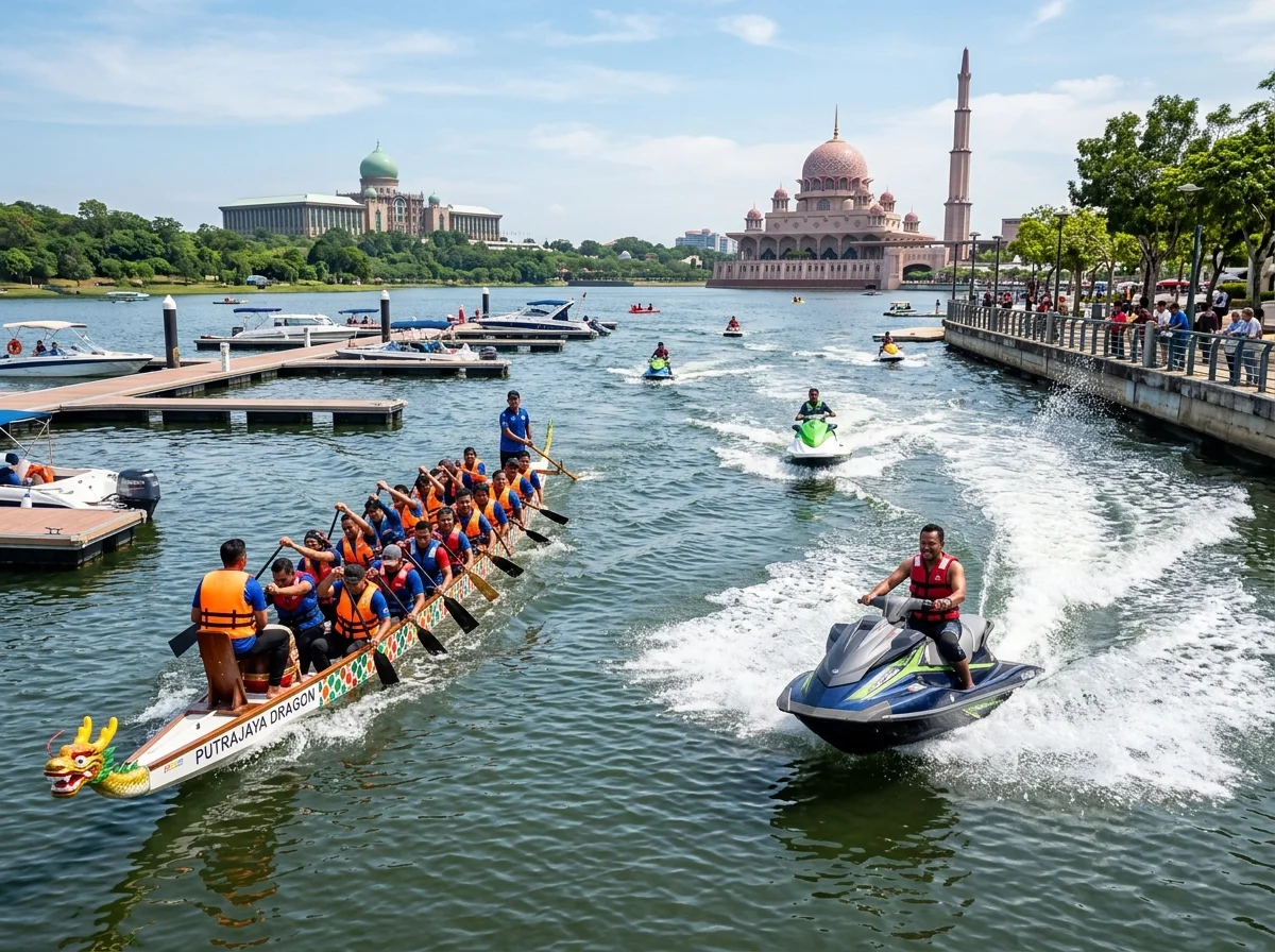Tasik Putrajaya dan Marina dengan aktiviti sukan air