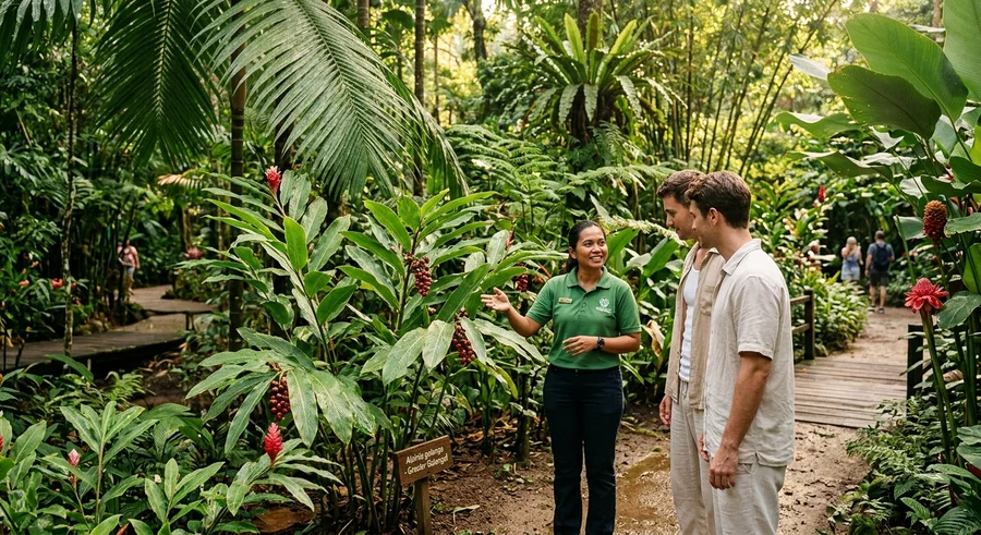 Taman kebun rempah dengan koleksi 500+ jenis tumbuhan dan bangunan warisan tradisional