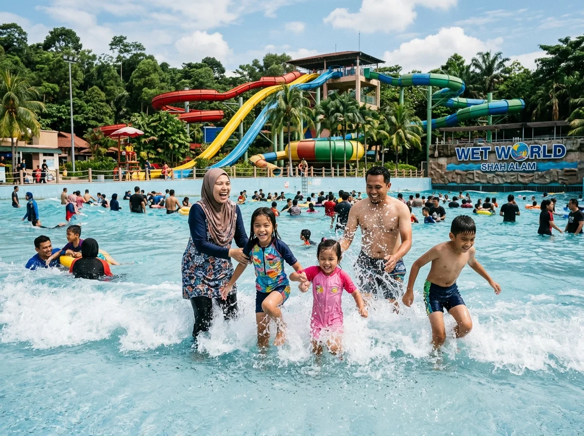 Gelongsor air dan kolam ombak di Wet World Shah Alam