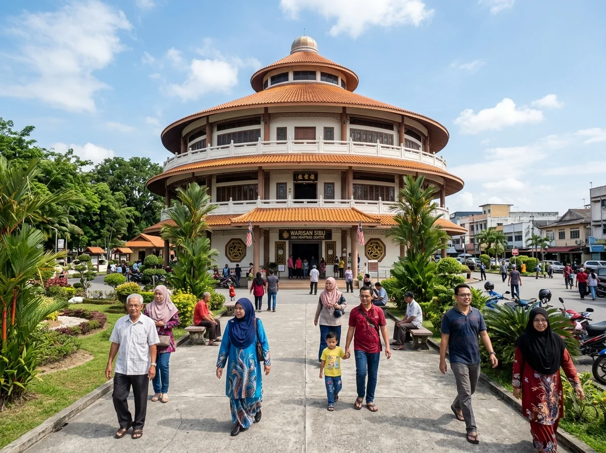 Sibu Heritage Centre — bangunan perbandaran bulat di pusat bandar Sibu