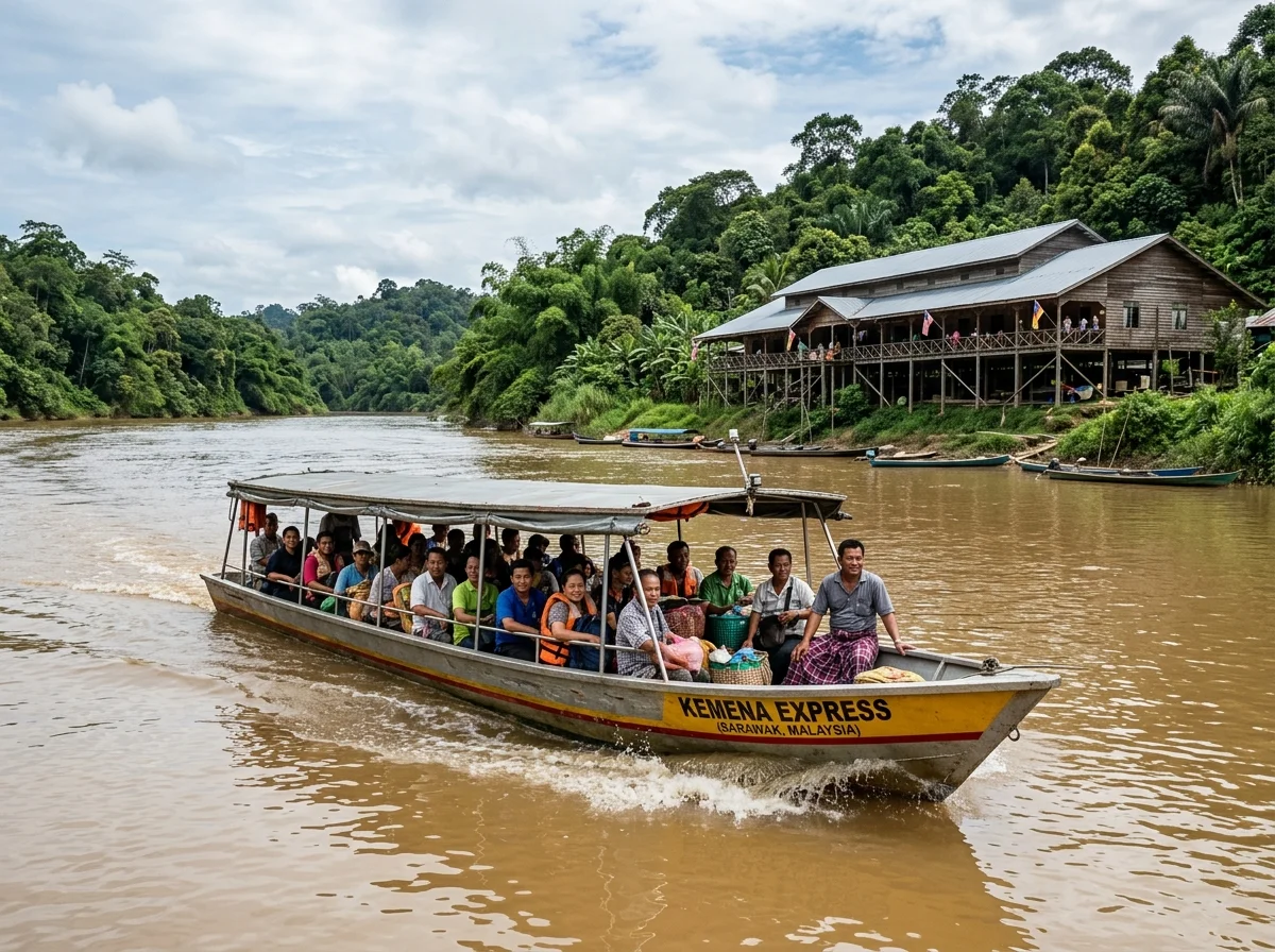 Bot ekspres di Sungai Rajang menuju Sibu