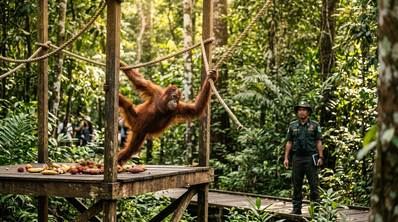 Orang utan di Semenggoh Wildlife Centre
