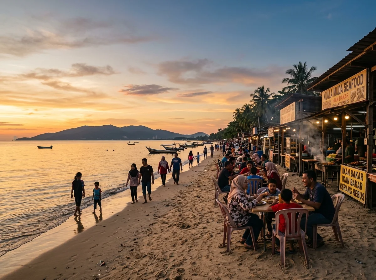 Pantai Merdeka senja berhampiran Sungai Petani