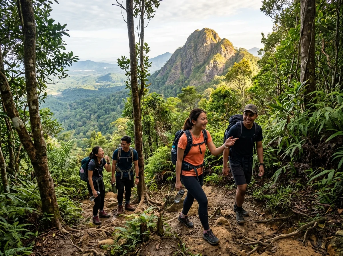 Pendaki di denai menuju puncak Gunung Datuk
