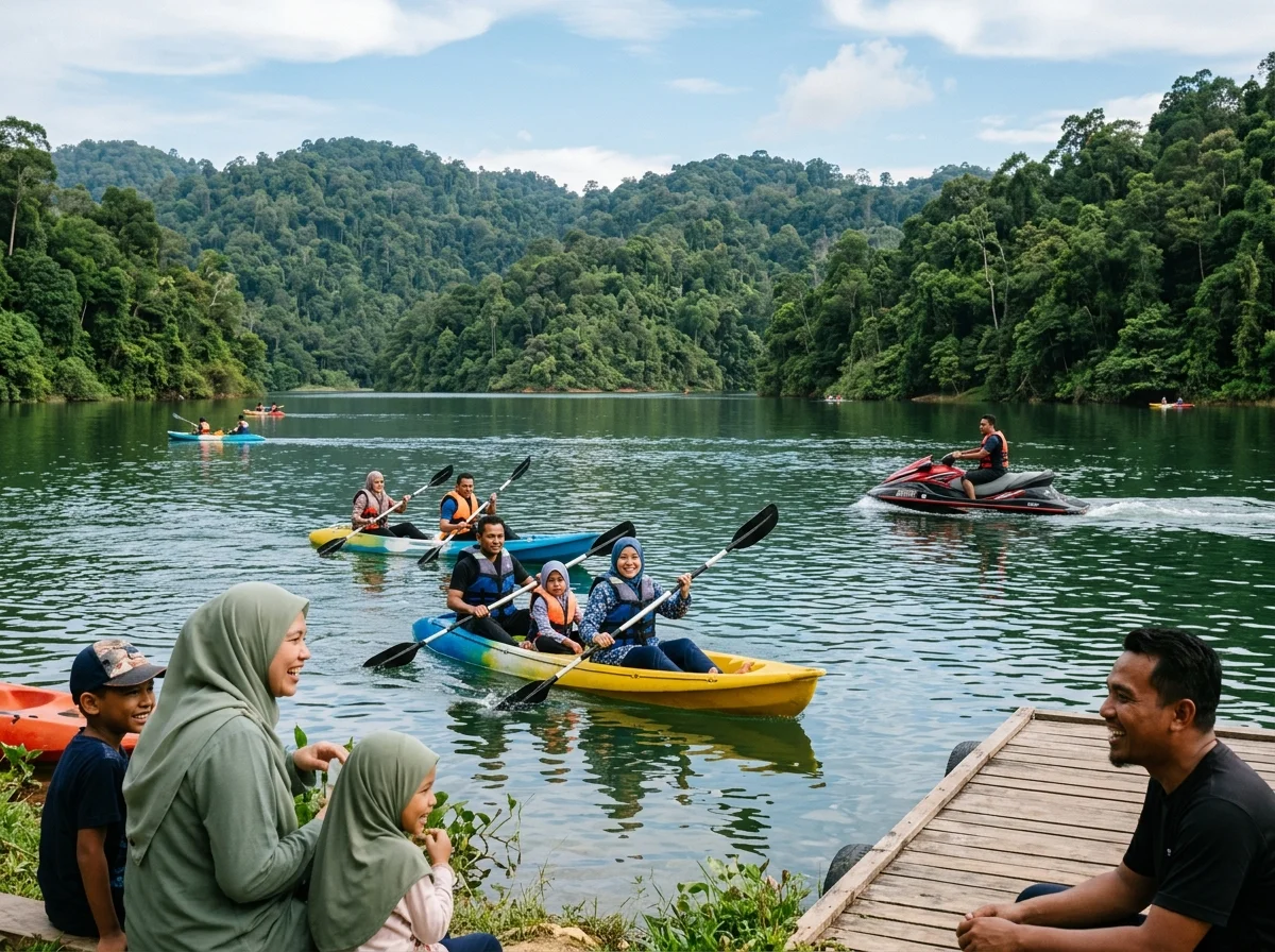 Aktiviti kayak dan berkelah di Tasik Kwong