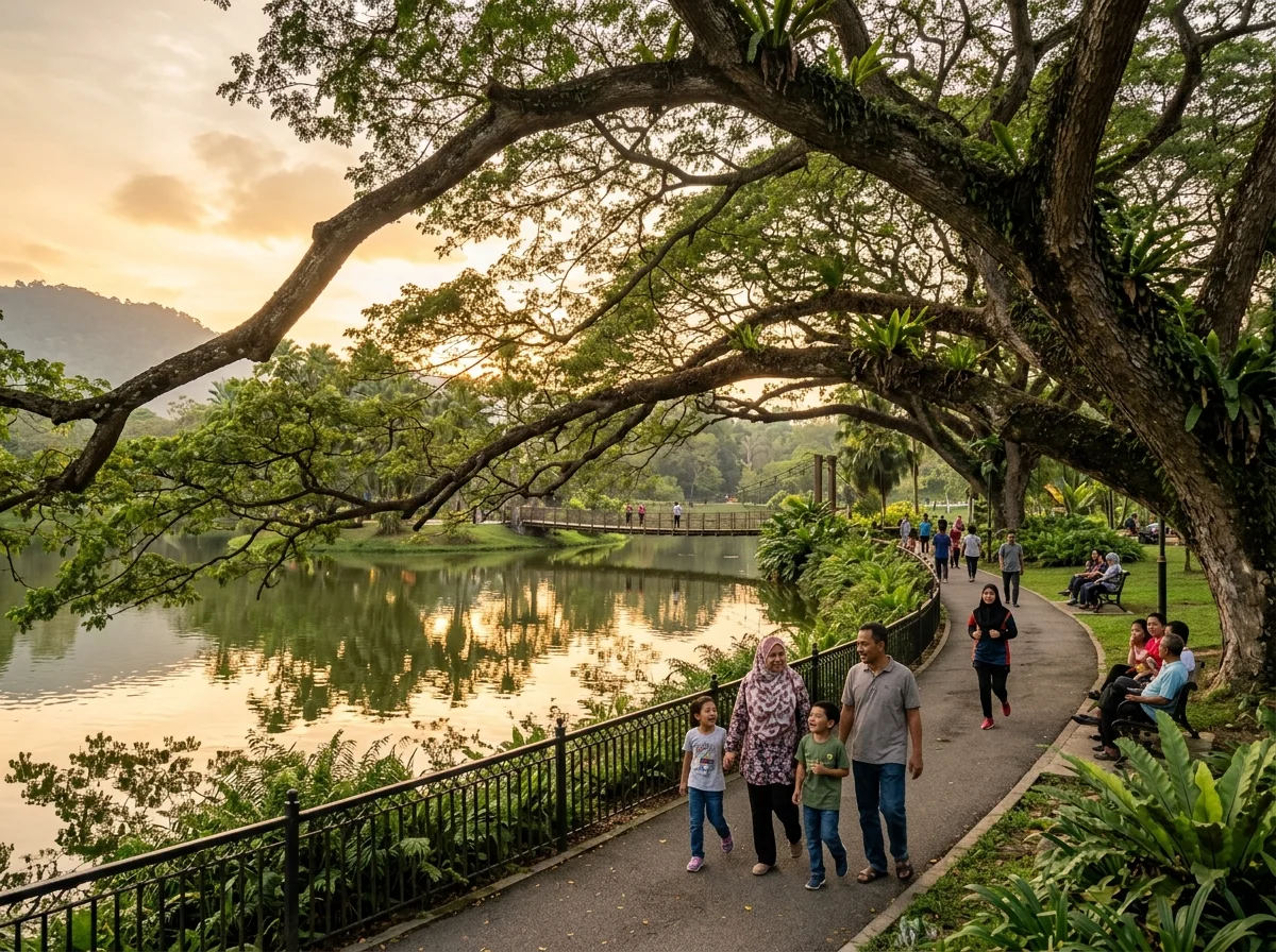 Taman Tasik Taiping percuma dengan pokok hujan gergasi