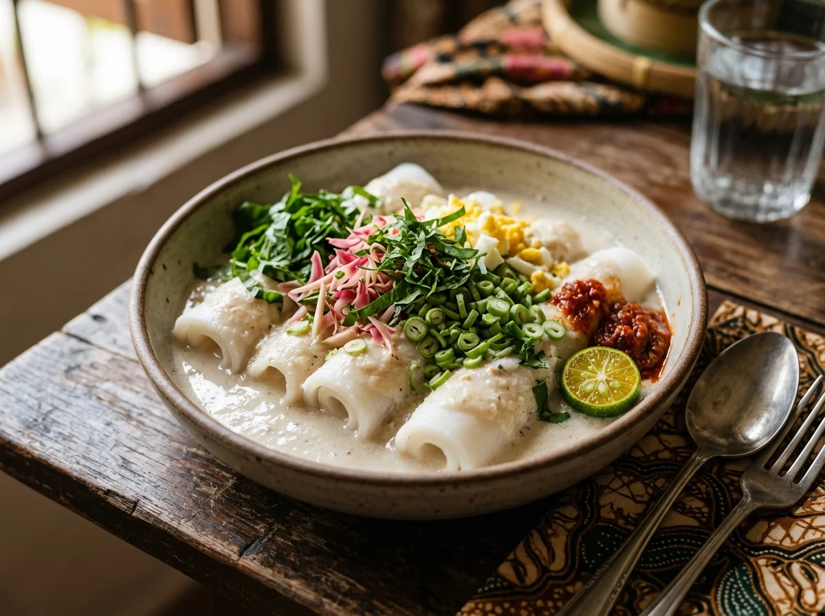 Laksam Kelantan dengan kuah putih ikan