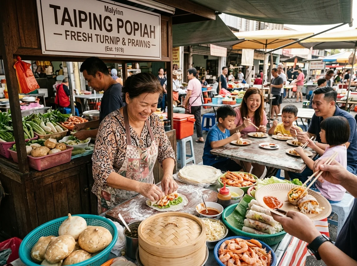 Popiah Taiping segar berinti sengkuang dan udang