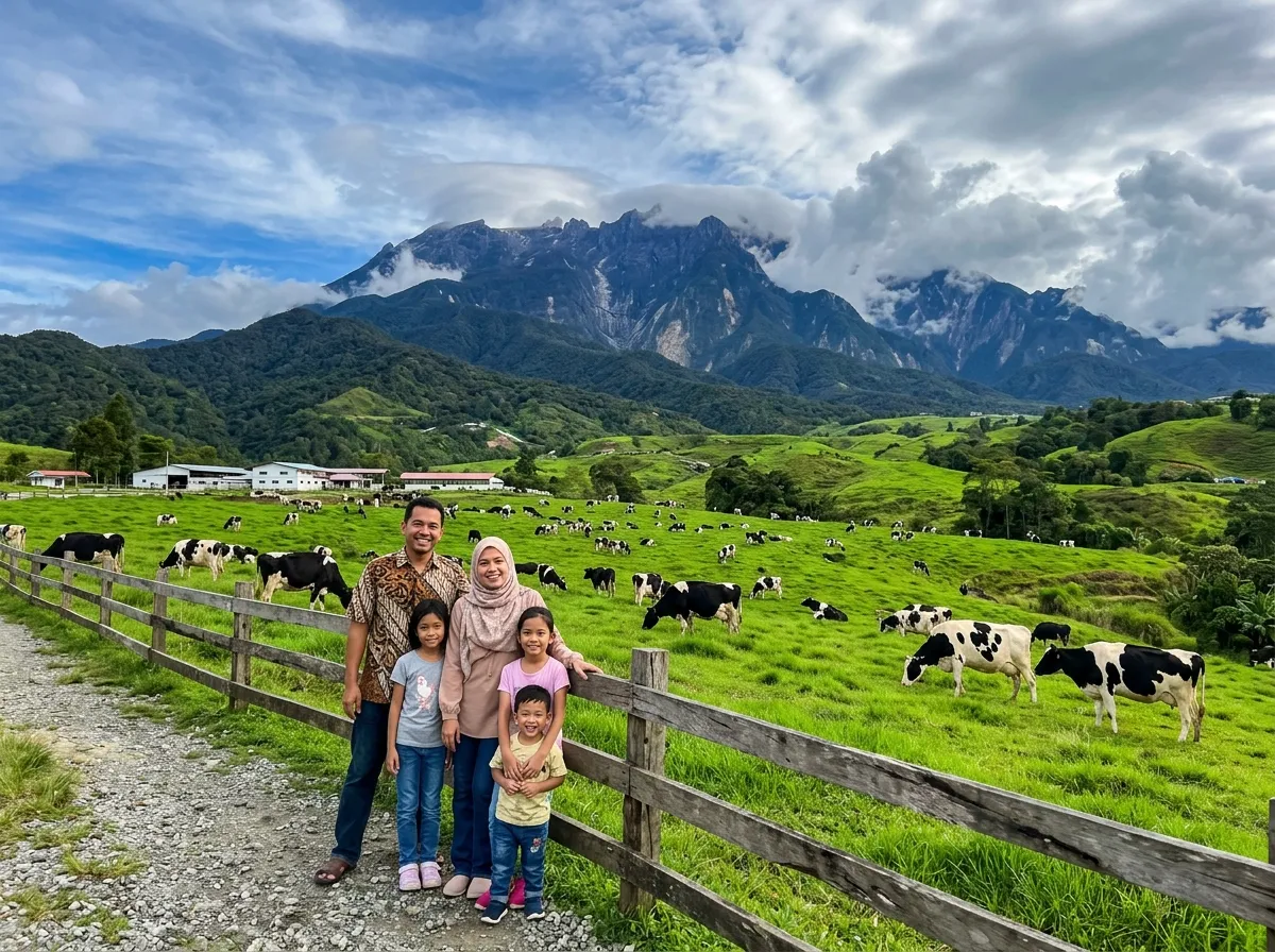 Ladang tenusu Desa dengan padang rumput hijau