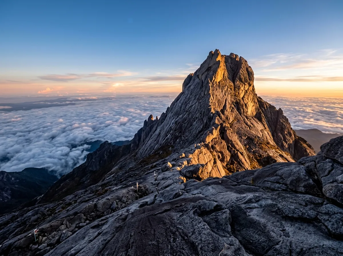 Gunung Kinabalu dengan puncak Low's Peak