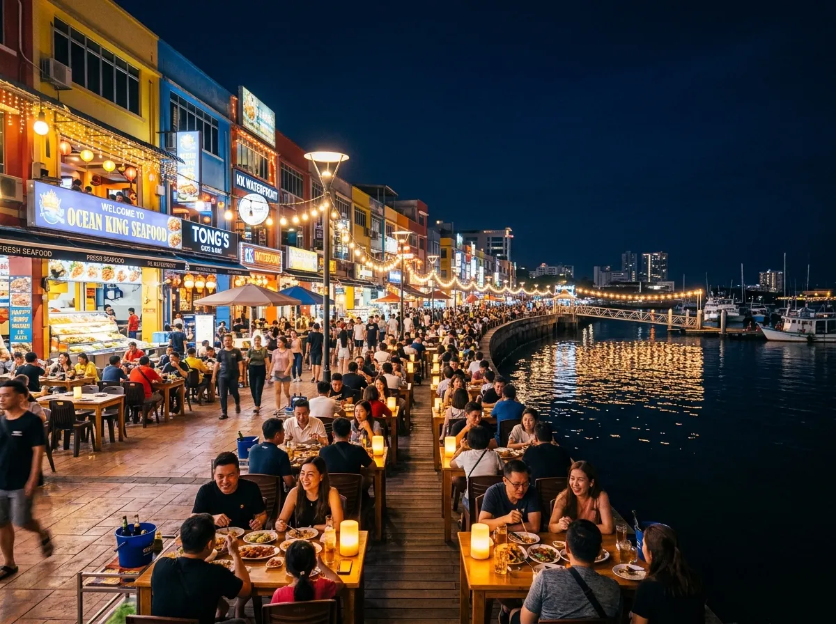KK Waterfront pada waktu malam