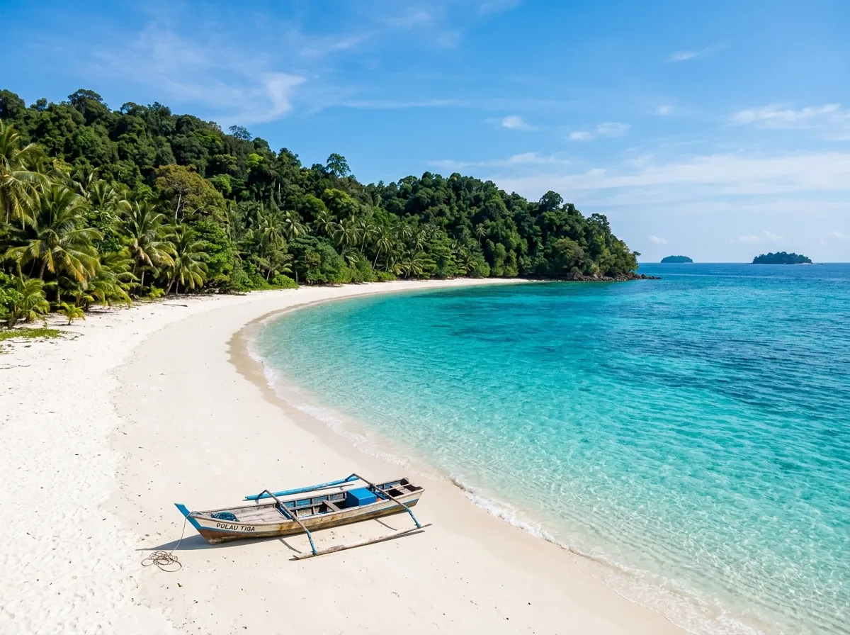 Pulau Tiga dengan pantai pasir putih